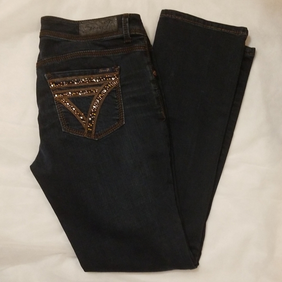 7 SEVEN DARK BLUE STRAIGHT LEG  EMBELLISHED SZ 10 - Picture 7 of 8